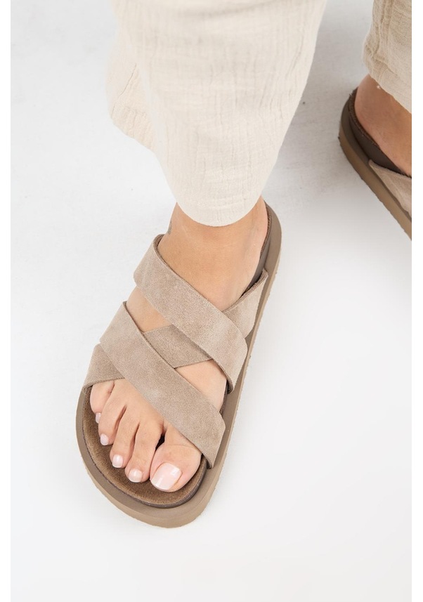 Resim Manijero Paula Mnr.011.01 Kadın Vizon Kalın Taban Günlük Hakiki Deri Terlik Vizon 