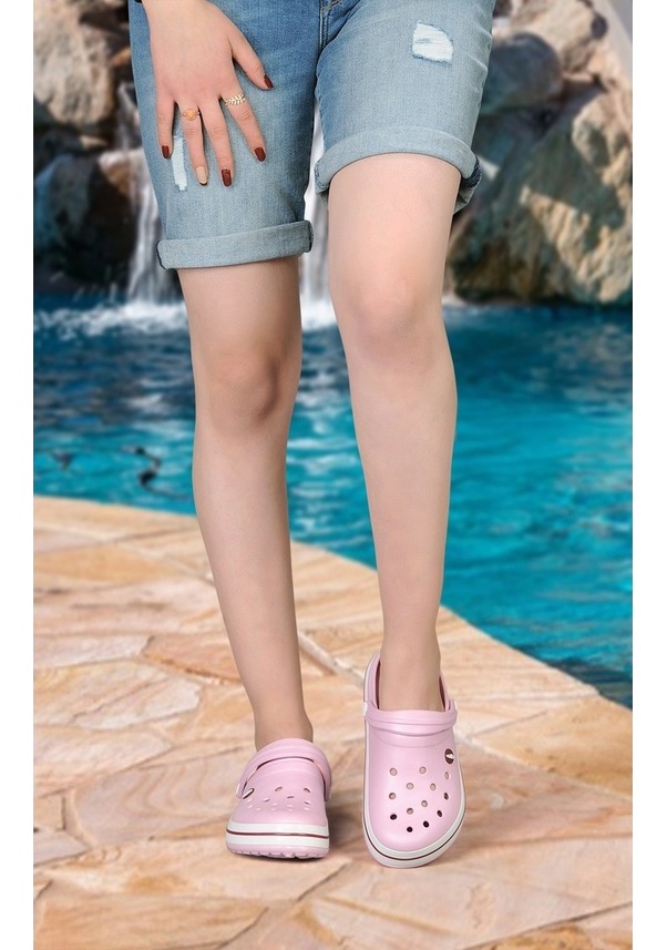 Resim Akınal Bella E195 Sabo Kadın Terlik Pudra-Beyaz-Bordo 