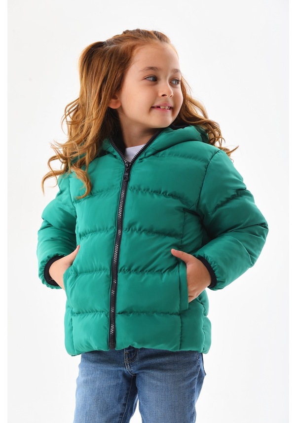 Resim Unisex Çocuk Su Geçirmez İç Polarlı Kışlık Mont & Kaban Nbrbc008 Yeşil 