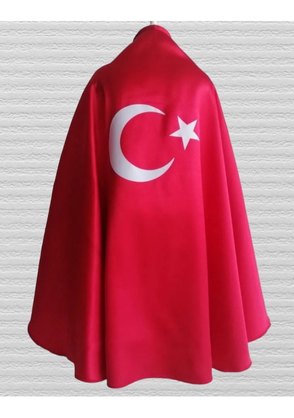 23 Nisan Özel Türk Bayraklı Kırmızı Gösteri Pelerini-PL1234
