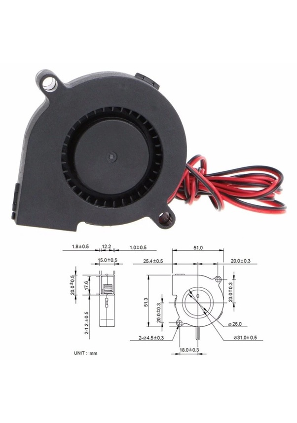 50x15 mm 12V 140mA DC Salyangoz Sessiz Fırçasız Motor Blower FAN