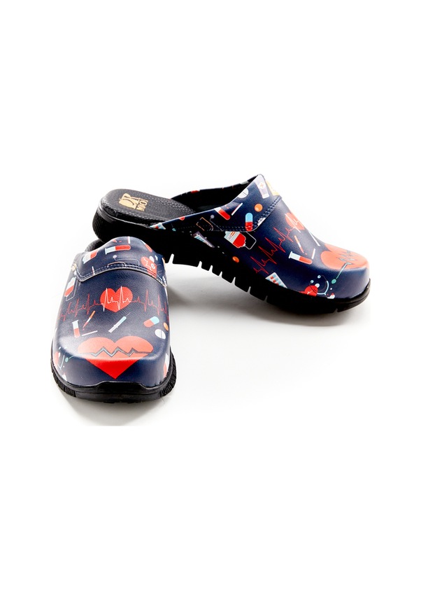 Resim Kelebek Desenli Comfortflex Hakiki Deri Bayan Taban Sabo Terlik Lacivert 