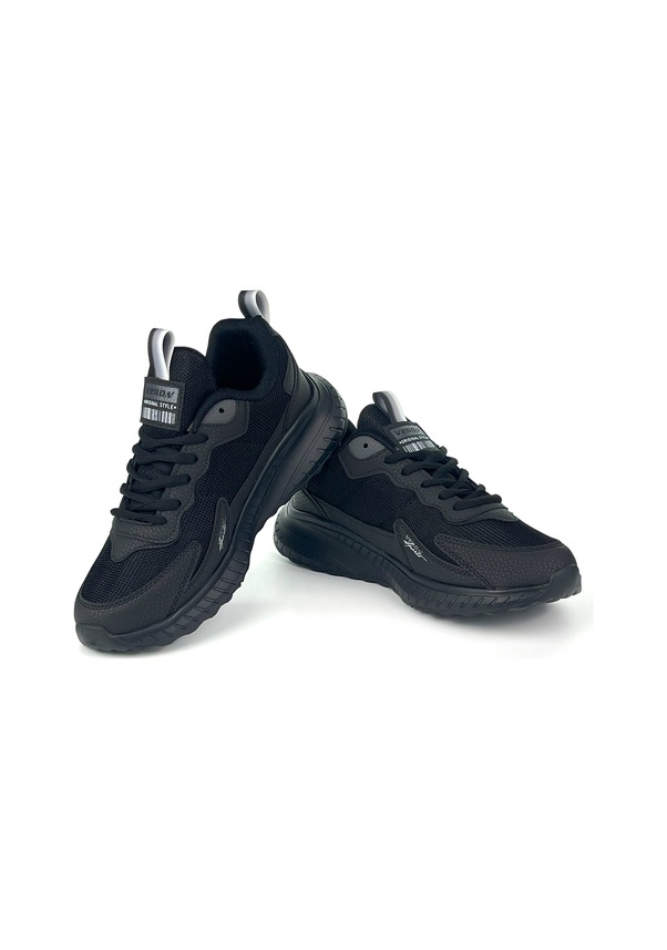 Resim Unisex Siyah Bağcıklı Esnek Hafif Günlük Sneaker Spor Ayakkabı Siyah 