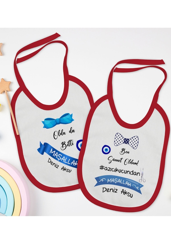 BK Kids Kişiye Özel Sünnet Tasarımlı 2’li Kırmızı Mama Önlüğü-1 BK Kids Kişiye Özel Sünnet Tasarımlı 2’li Kırmızı Mama Önlüğü-1