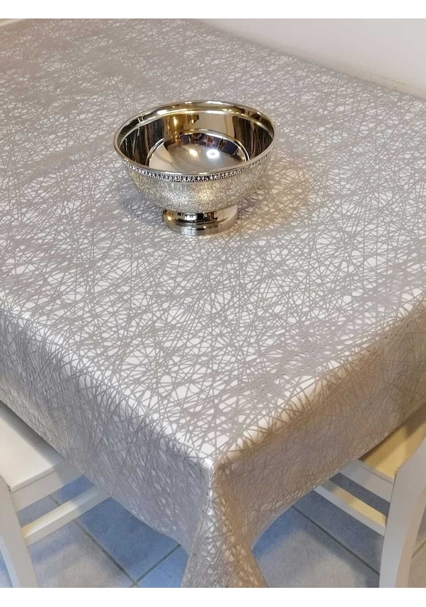 Resim Gri Ithal Pvc Muşamba - Desenli Silinebilir Masa Örtüsü 18ihtl40 140 X 160 