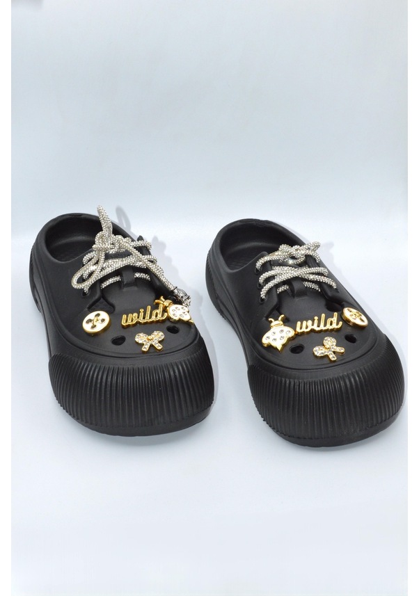 Resim Siyah Kadın Taşlı Sabo Eva Terlik Siyah 