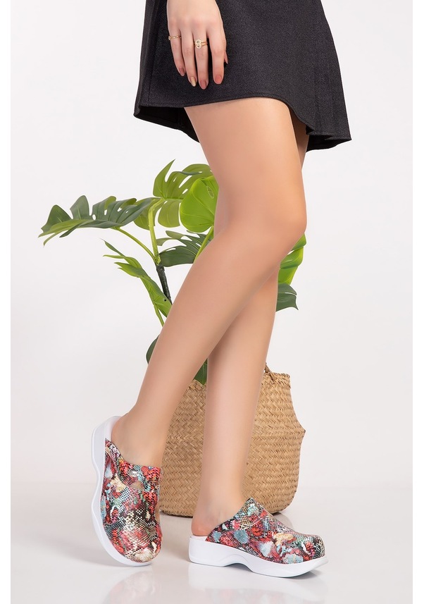 Resim Şal Desenli Klasik Model Bayan Ortopedik Sabo Terlik 117/217 Çok Renkli 