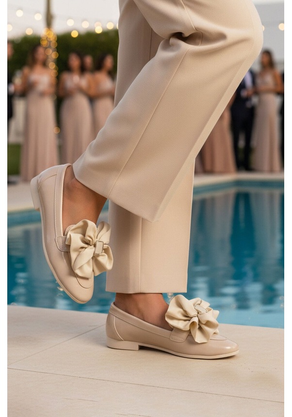 Resim Bej Hafif Fiyonk Kurdeleli Kadın Babet Ayakkabı 572485 Z Bej 