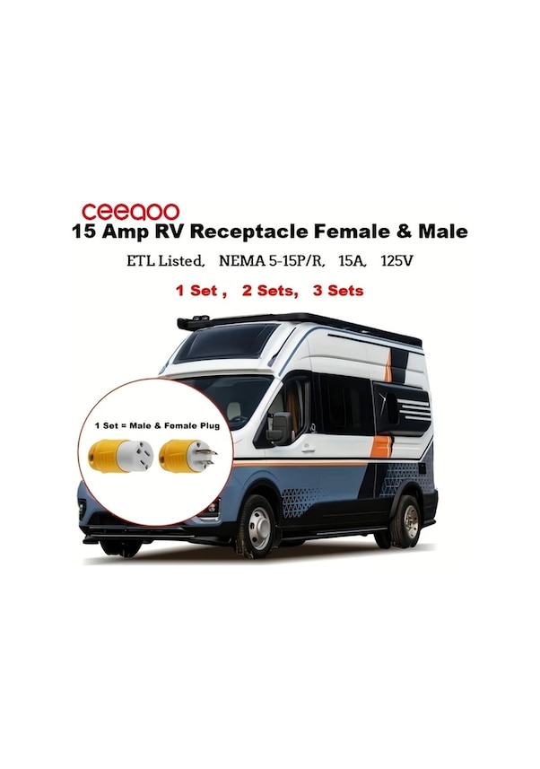 Resim Dashanshop Ceeaoo Amerikan Tipi 15a 125v Fiş Seti Sarı 3 Adet Nema 5-15r Ev Endüstriyel 