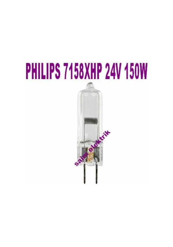 Lampadina Alogena Philips 7158XHP, 150W, 24V, Attacco G6.35, Flusso 6000 Lm, Luce Bianca Calda.