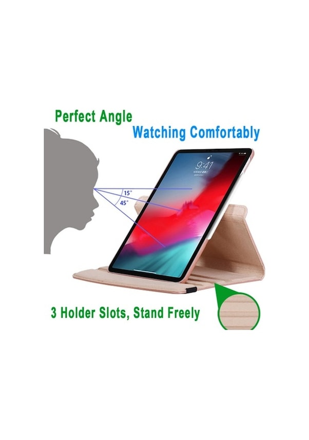 Resim Apple Uyumlu iPad Air 4. Nesil 10.9 Kılıf 360° Ayarlanabilir Dönen Stand 