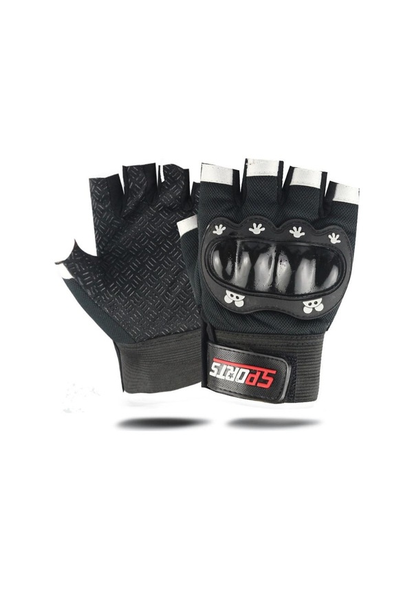 Resim Çocuklar İçin Koruma Destekli Unisex Yarım Parmak Scooter Bisiklet Eldiveni 