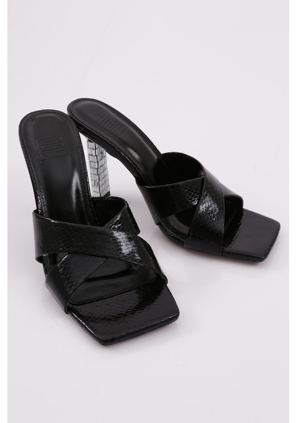 Resim Dgn 9012 Kadin Taş Şerit Topuklu Terlik 9012-2125-R145509 Siyah 