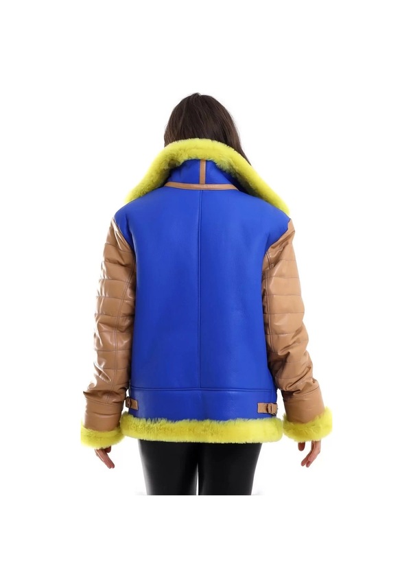 Resim Kadın Koyun Derisi Pilot Hakiki Kürk - Sarı Sarı 