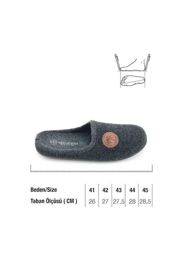 Resim Gezer Erkek Kışlık Keçe Çıkarılabilir İç Taban Rahat Ev Bahçe Gondol Terlik Siyah 