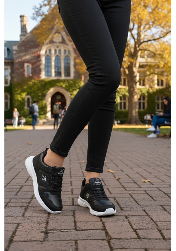 Resim Siyah Beyaz Hafif Esnek Unisex Spor Ayakkabı Xstep 020-cilt G Siyah - Beyaz 