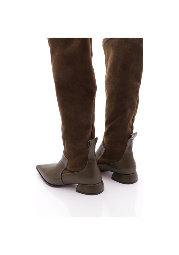 Resim Dgn 2500-1974 Kadin Uzun Kisa Topuk Çizme Haki 