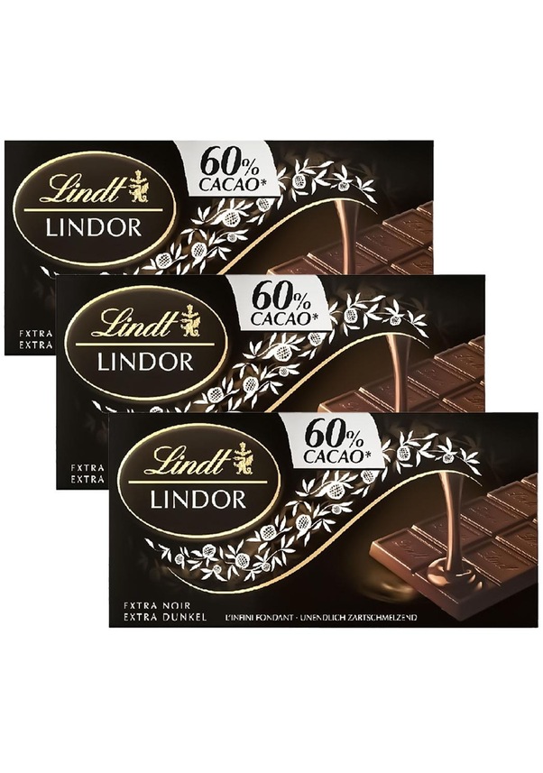 Lindt Lindor Extra Noir 60 Cocoa Bitter Çikolata 3 x 100 G Fiyatları