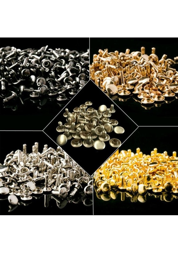 50 Takım 6-12mm Çift Taraflı Perçin Yuvarlak Çift Kapaklı Perçin Deri ...