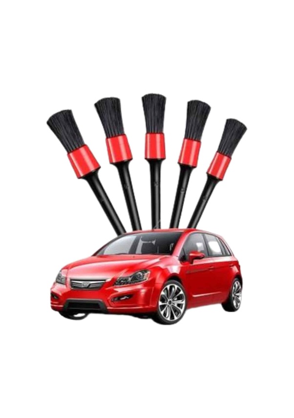 Resim Ucuztekno 5 Adet Oto Detaylı Temizleyici Araç İçi Temizlik Fırça Seti Koltuk Döşeme Kapı Toz Alma Fırçası 
