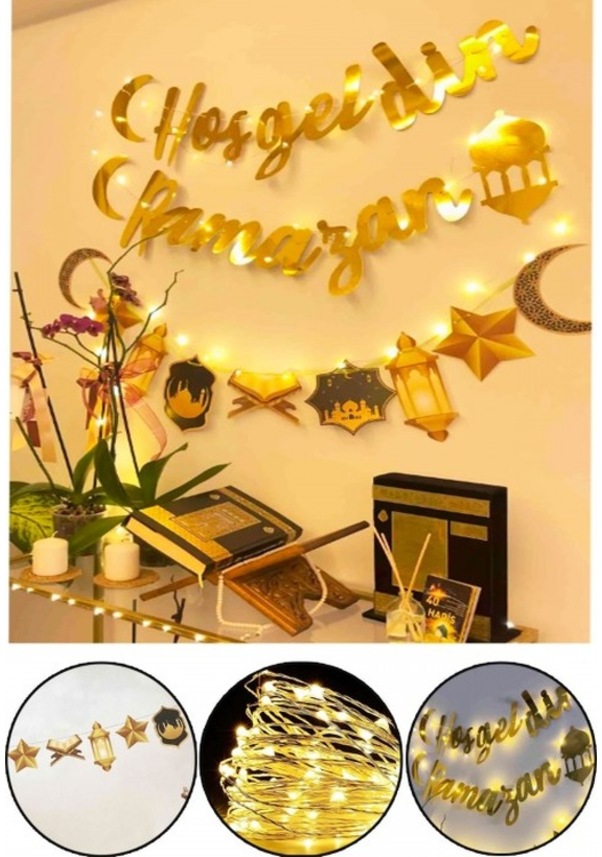 Resim Hoşgeldin Ramazan Kaligrafik Banner Ve 3 Mt Şerit Led Tüm Yaşlar 