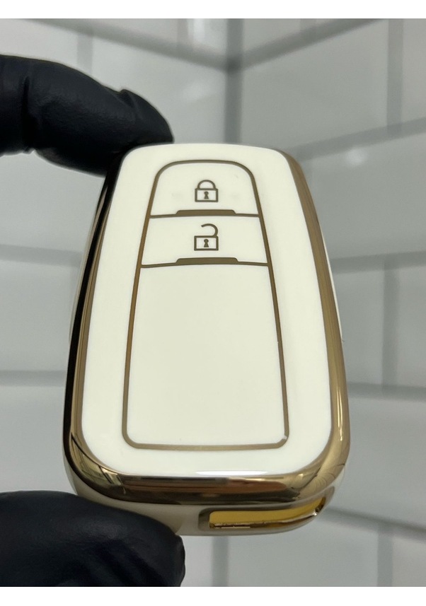 Resim Toyota Corolla Prius Camry C-hr Rav4 Land Cruiser Uyumlu Nano Anahtar Kılıfı Siyah - Gold 