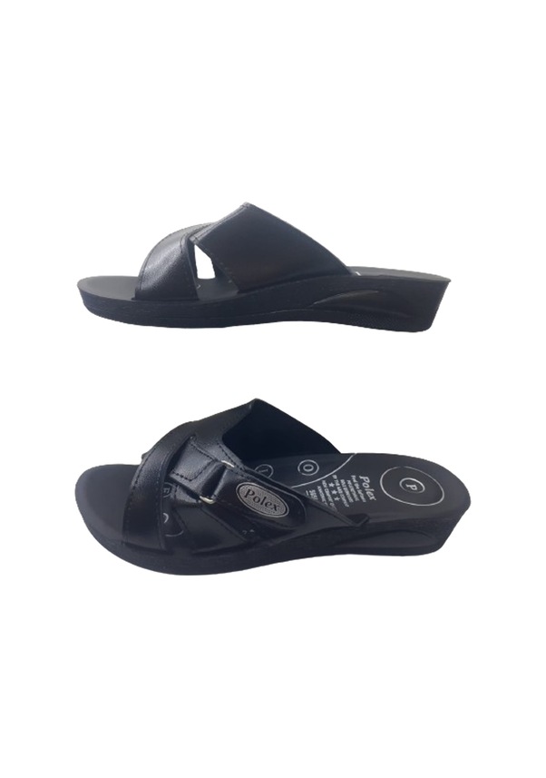 Resim Polex Kadın Siyah Cırtlı Ortopedik Taban Günlük Şık Terlik Siyah 