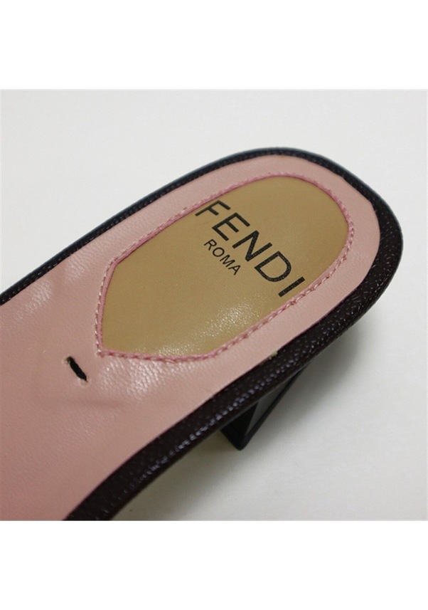 Resim Taş Detaylı Kadın Terlik Fendi 8r6507-86 Koyu Turkuaz 