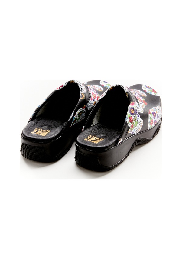 Resim Kuru Kafa Desenli Hakiki Deri Sabo Terlik Siyah 