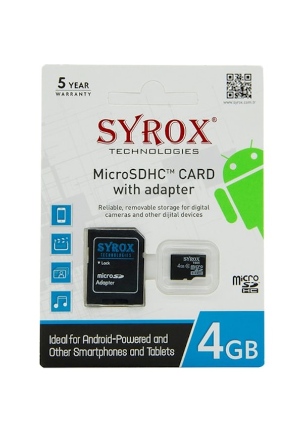 Syrox 4 GB MicroSDHC Hafıza Kartı + Adaptör