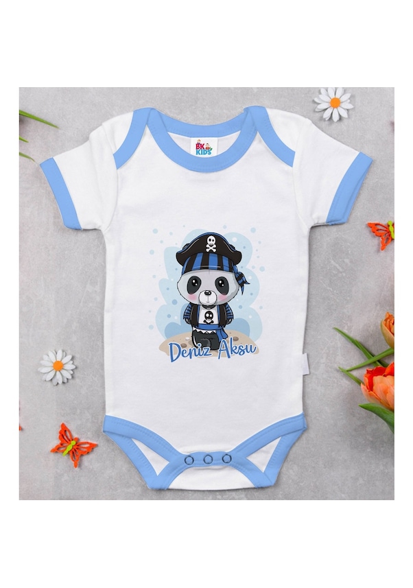 Bitmeyenkartus Bk Kids Kişiye Özel Mavi Bebek Body Zıbın - Model 180