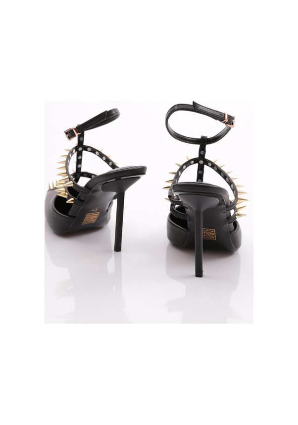 Resim Dgn 4534 Kadın Metal Dikenli Topuklu Abiye Ayakkabi Siyah 