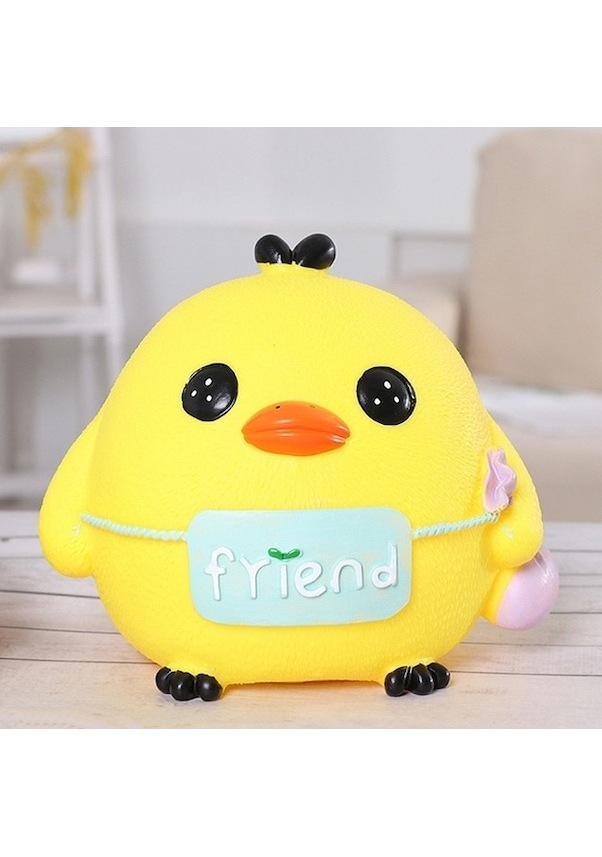 Resim Rogfer Çocuk Oyuncakları Para Tavuk Tasarruf Kutuları Sevimli Karikatür Para Para Kutusu, Boyut: 13x11x11cm Sarı 