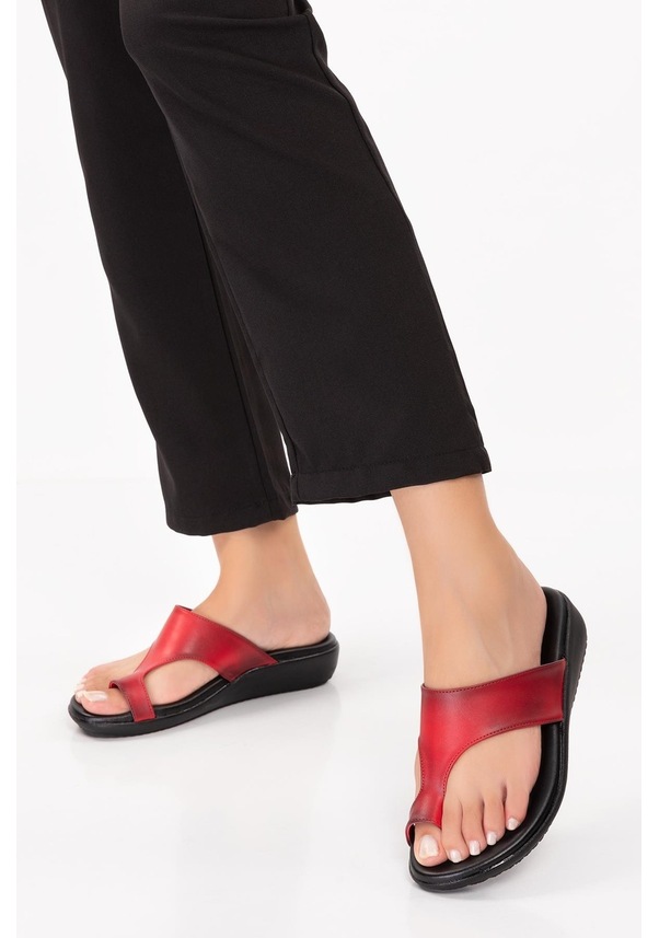 Resim Artı-artı020-5001-04 Kadın Ortopedik Topuk Dikeni Fonksiyonlu Kırmızı Terlik 001 