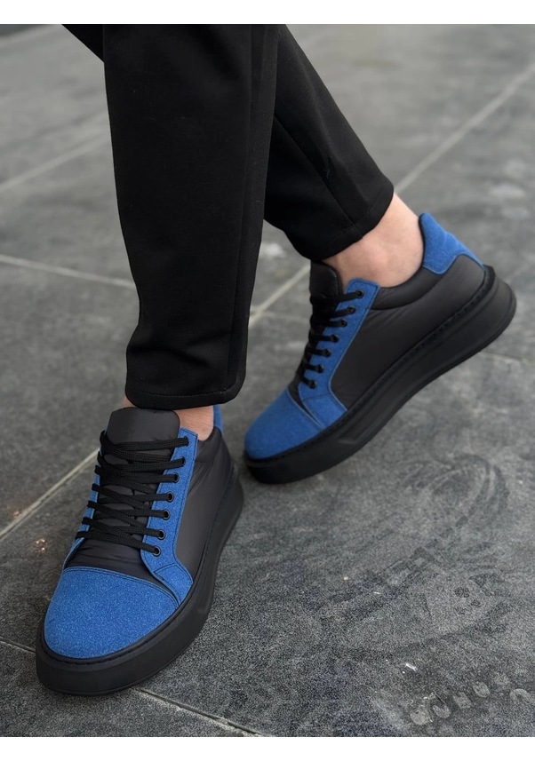 Resim Kb-x46 Kuback Siyah Sax Mavi Yüksek Siyah Taban Günlük Spor Ayakkabı Göründüğü Gibi 