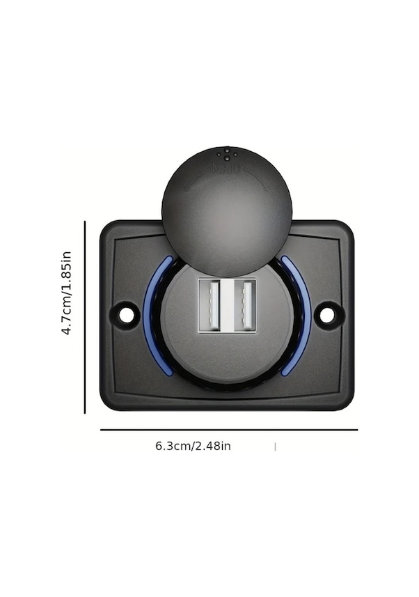 Resim Dashanshop Siyah 12-24v Dual Usb Hızlı Şarj Ağzı Araç Tekne Karavan Çakmaklık Paneli 