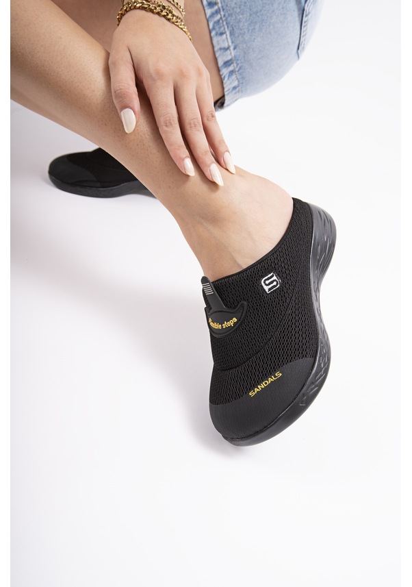 Resim Sandal Spor Kadın Kaymaz Taban Ortopedik File Sabo Terlik Ss001-0258 Siyah Siyah 
