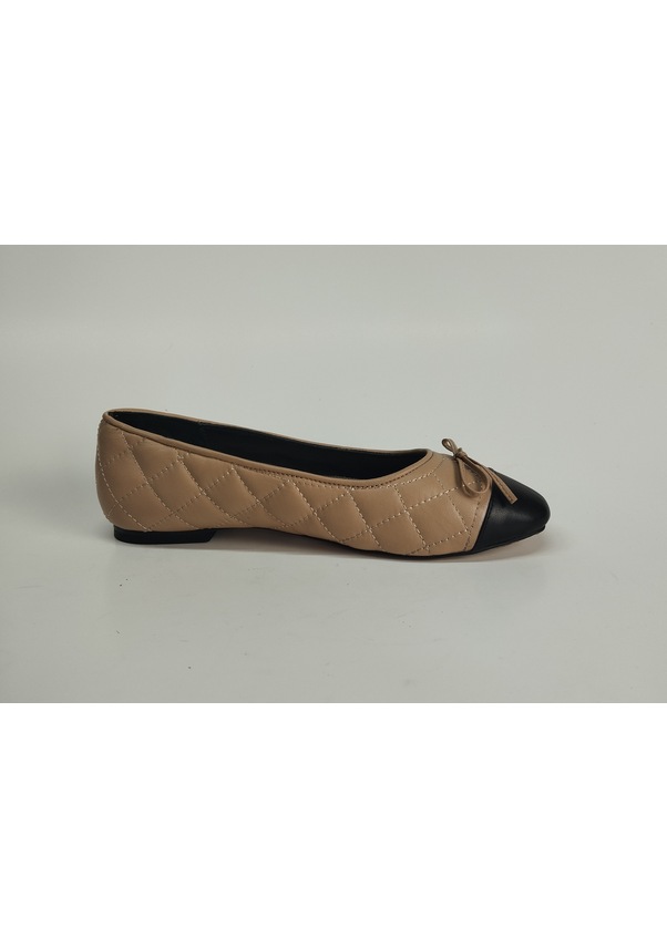 Resim Kadın Hakiki Deri Kapitone Bej Babet Ayakkabı Bej 