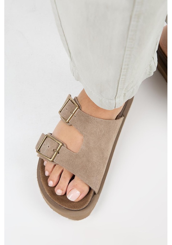 Resim Manijero Jimena Mnr.012.01 Kadın Vizon Kalın Taban Günlük Hakiki Deri Terlik Vizon 