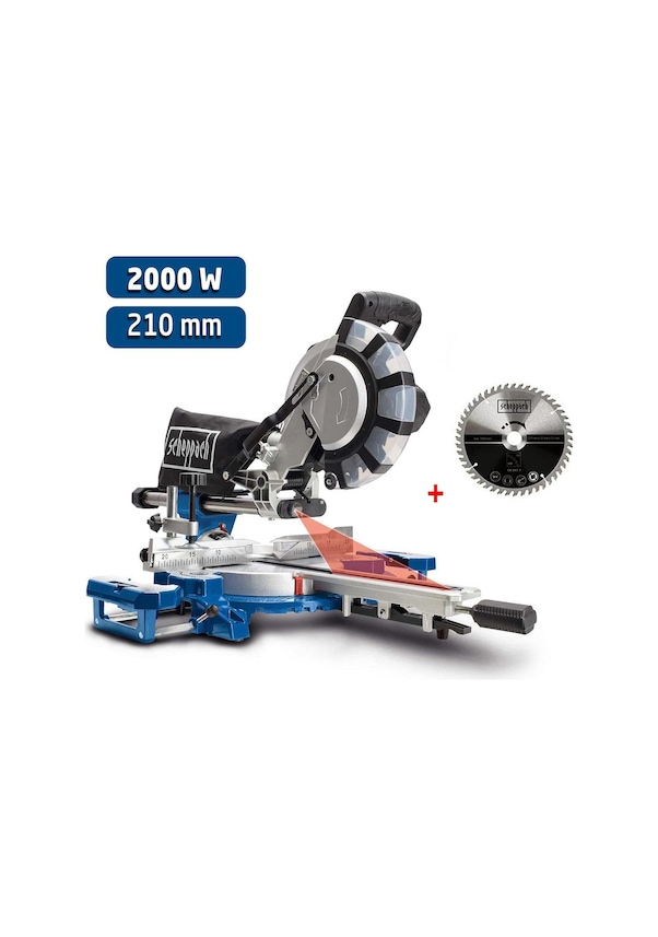 Troncatrice Scheppach HM216SPX 210mm 2000W - Con 2 Lame Metallico Duro 24/48 Denti | Taglio Obliquo - Foto 5