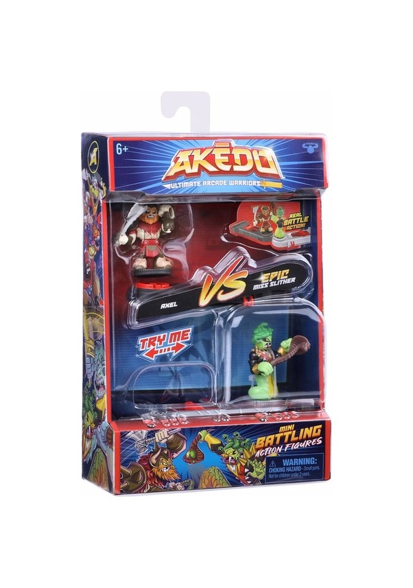 Akedo Ultimate Arcade Warriors Versus Pack - Miss Slither Vs Axel Con 2 Controller - Mini Action Figure Da Battaglia