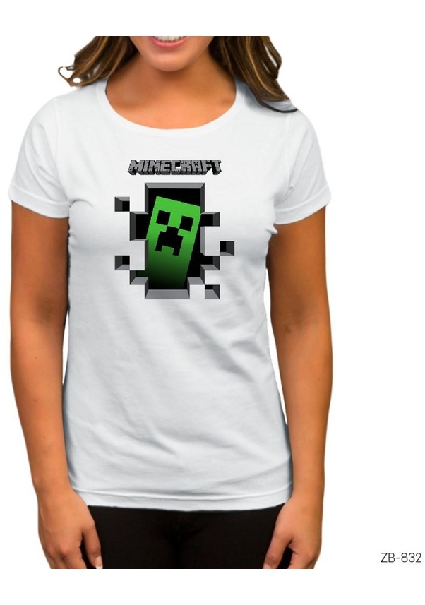 Minecraft Creeper Inside Beyaz Kadın Tişört Fiyatları Ve Özellikleri 9717