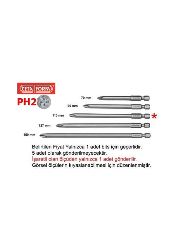 CETA-FORM PH2 x 110 mm Yıldız Bits Uç (CB/1102) Fiyatları ve Özellikleri