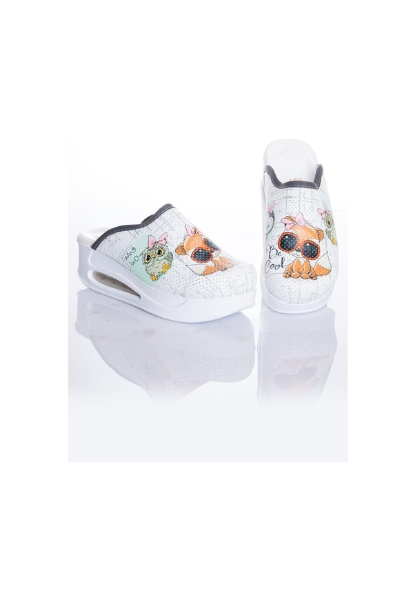 Resim Kedi Temalı Ortopedik Airmax Sabo Terlik Hemşire Doktor Terliği Çok Renkli 