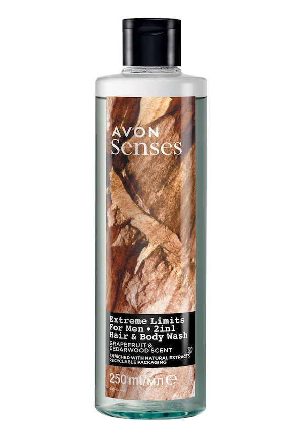 Avon Senses Extreme Limits Greyfurt ve Sandal Kokulu Saç ve Vücut için Erkek Duş Jeli 250 ML