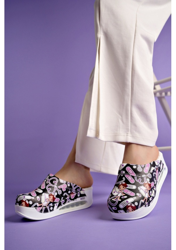 Resim Desenli Ortopedik Hakiki Deri Sabo Terlik 