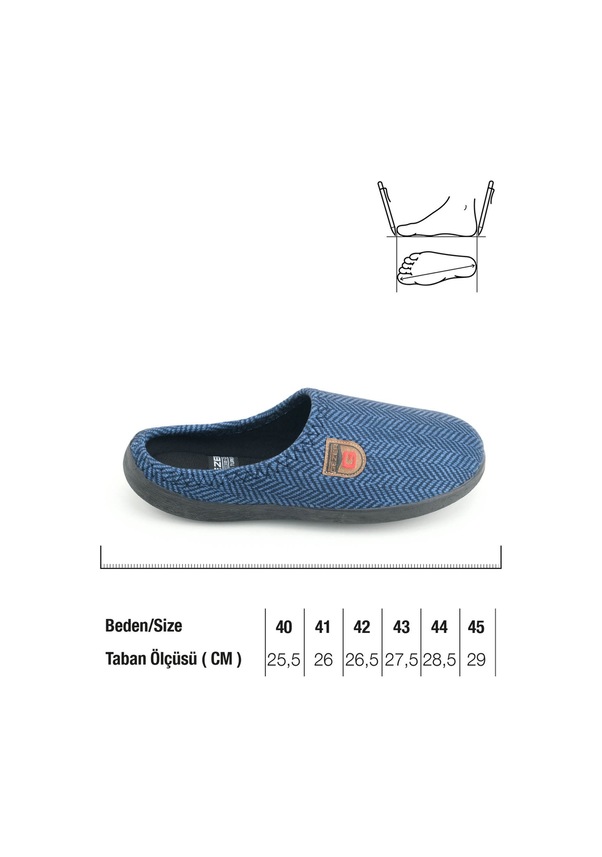 Resim Gezer Erkek Kışlık Rahat Taban Ev Bahçe Terlik Lacivert 