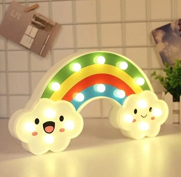 Resim Gülen Bulutlu Gökkuşağı Led Gece Lambası 