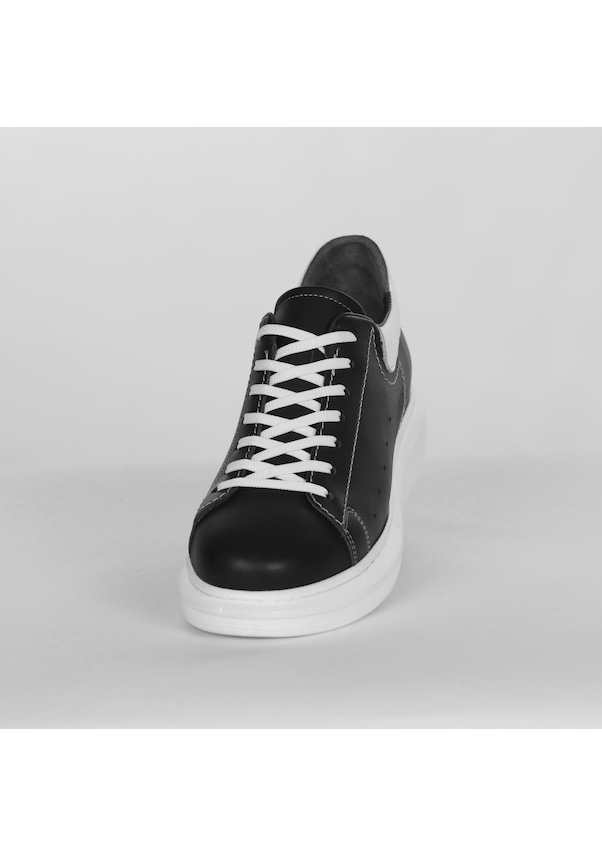 Resim Boy Uzatan Gizli Topuklu Siyah-beyaz Spor Ayakkabı Siyah - Beyaz 