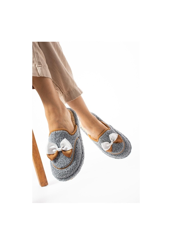 Resim Gri Papyon Kışlık Kadın Terlik Gri 